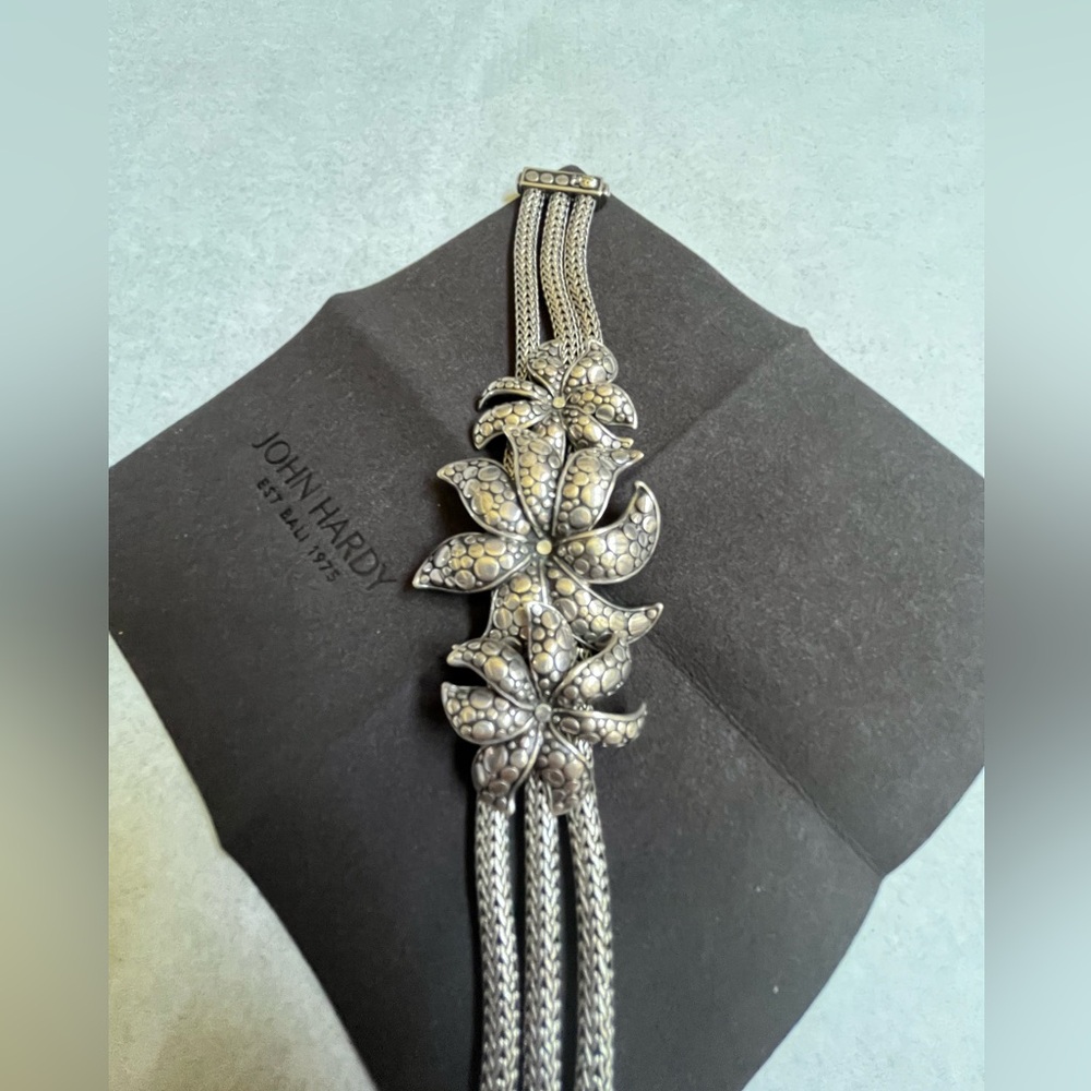 John Hardy Ayu Dot Jasmine Three Row 925 Silver Bracelet 7 inches / 18 cm
